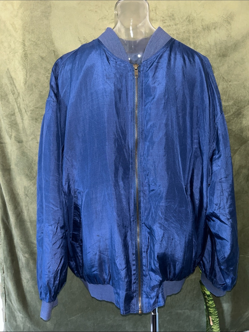 Robert Graham Satin-Look Royal Blue Women's Bomber Jacket
